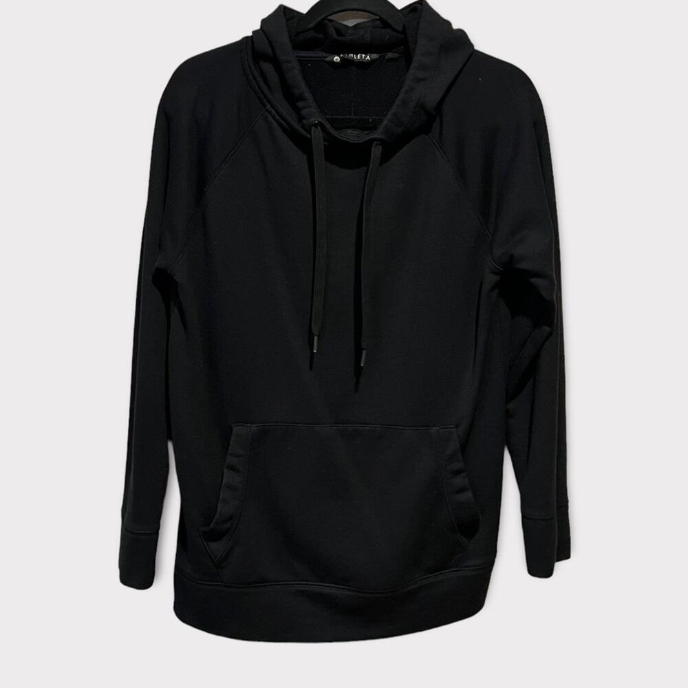 Athleta Black Hooded Pullover Sweatshirt size S